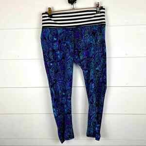Gaiam Leggings Womens Small Blue Purple Floral Yoga Running Activewear Workout